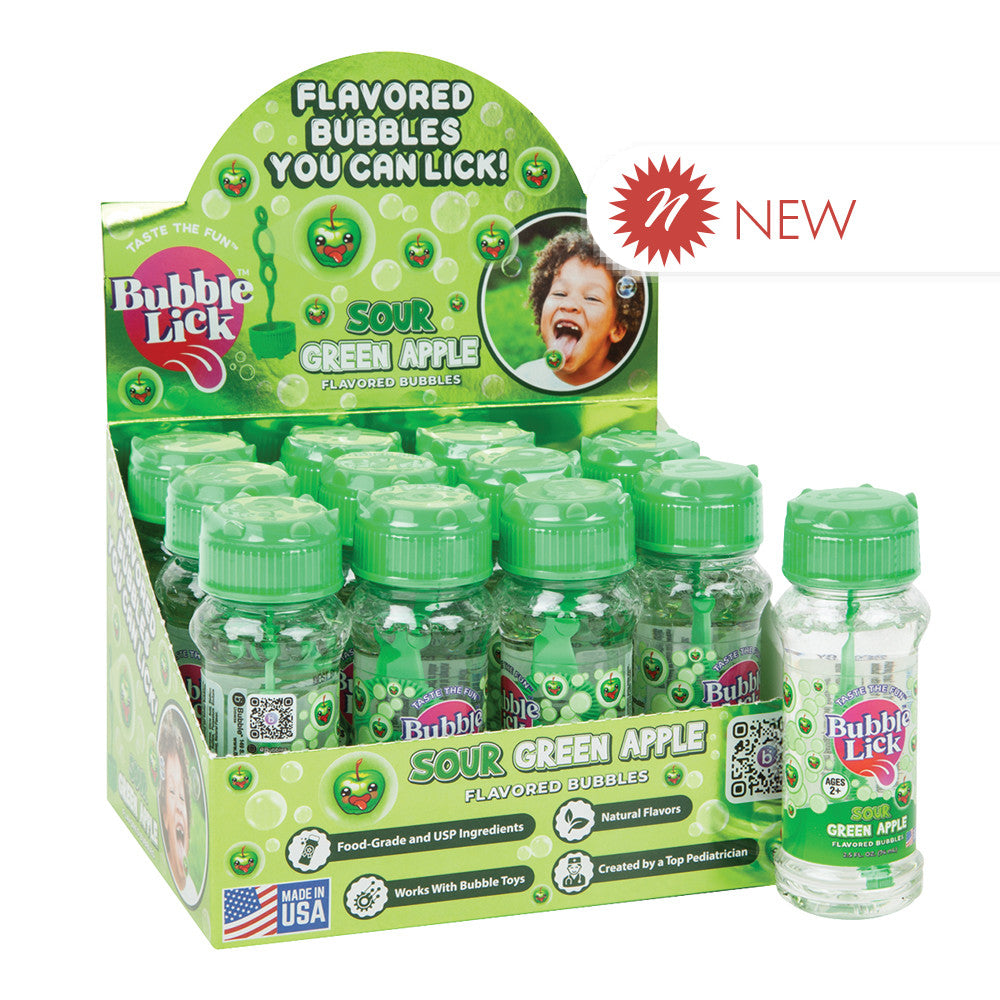 Wholesale Bubblelick Sour Green Apple 2.5 Oz Bottle Bulk