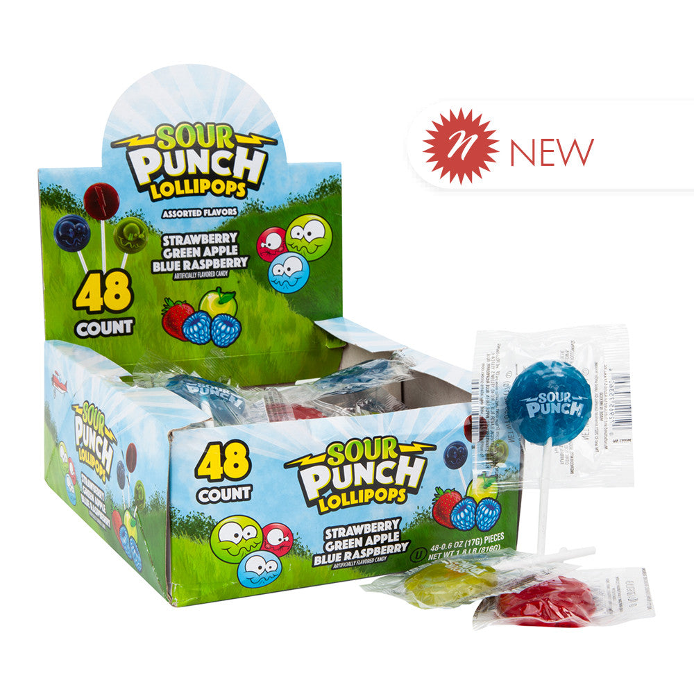 Wholesale Sour Punch Lollipops 0.6 Oz 48 Count Bulk
