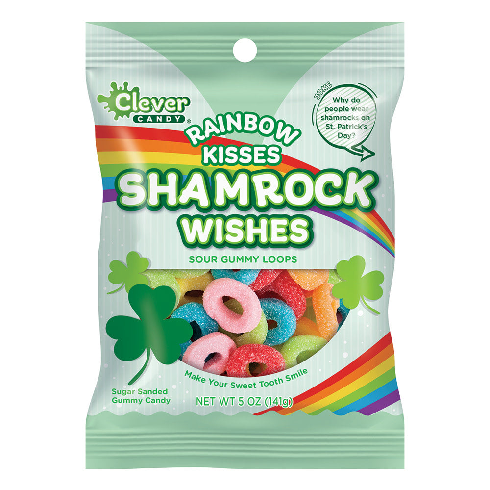 Wholesale Müttenberg Candy Rainbow Kisses Shamrock Wishes 5 Oz Peg Bag-12ct Case Bulk