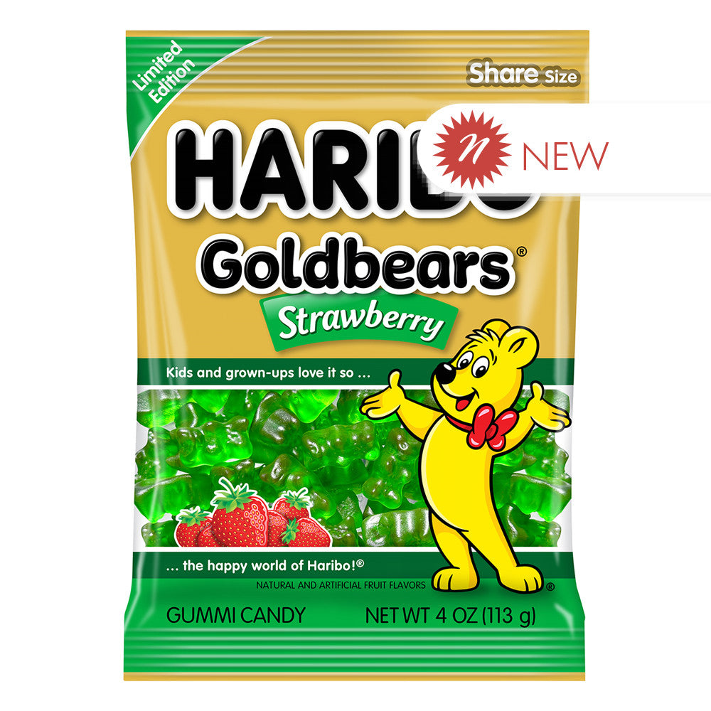 Haribo Gold Bears Strawberry 4 Oz Peg Bag
