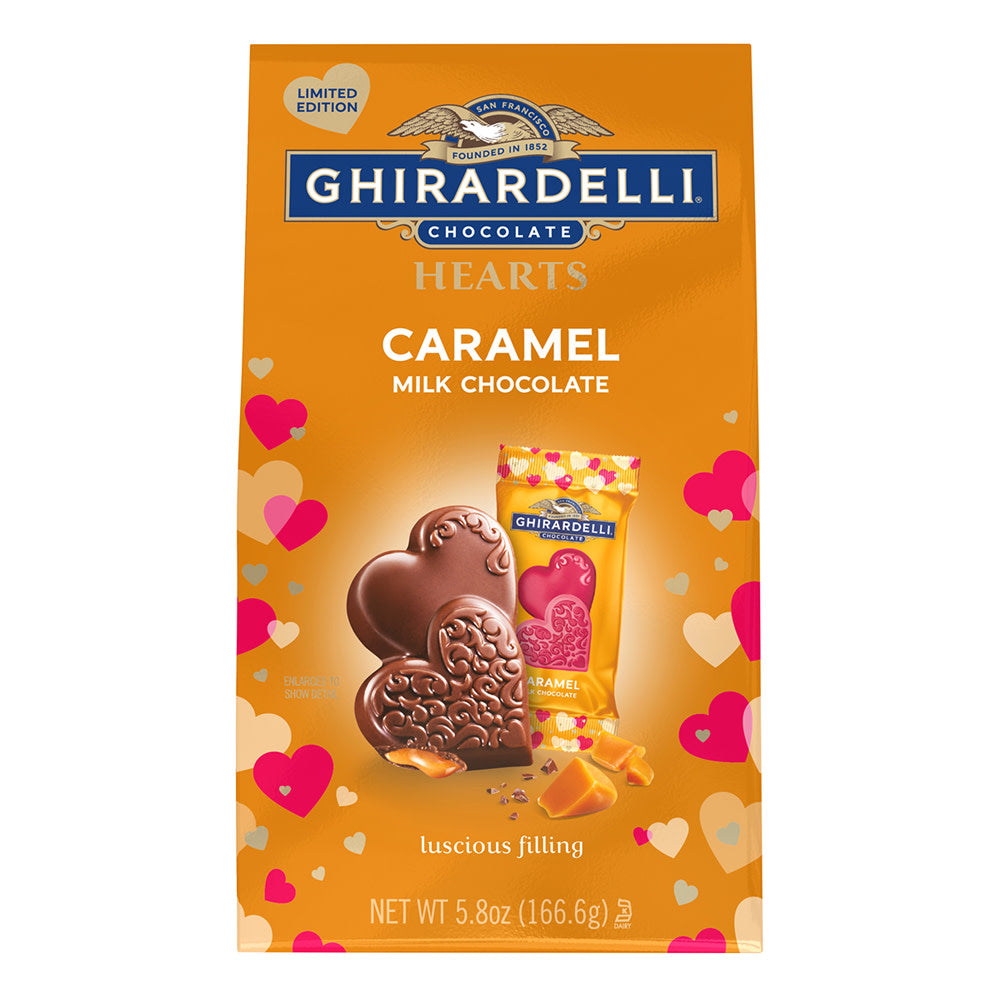 Wholesale Ghirardelli Milk Chocolate Caramel Hearts 5.8 Oz Bulk