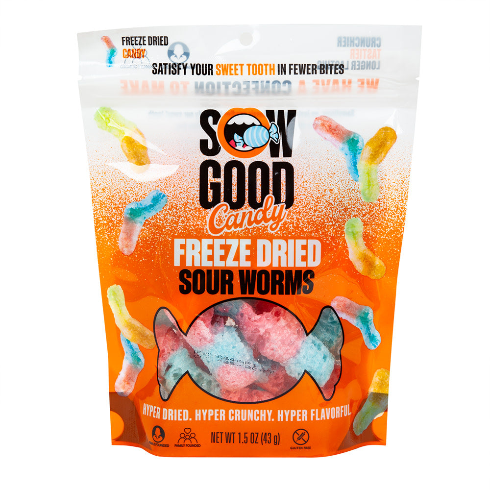 Sow Good Freeze Dried Sour Worms 1.5 Oz Pouch
