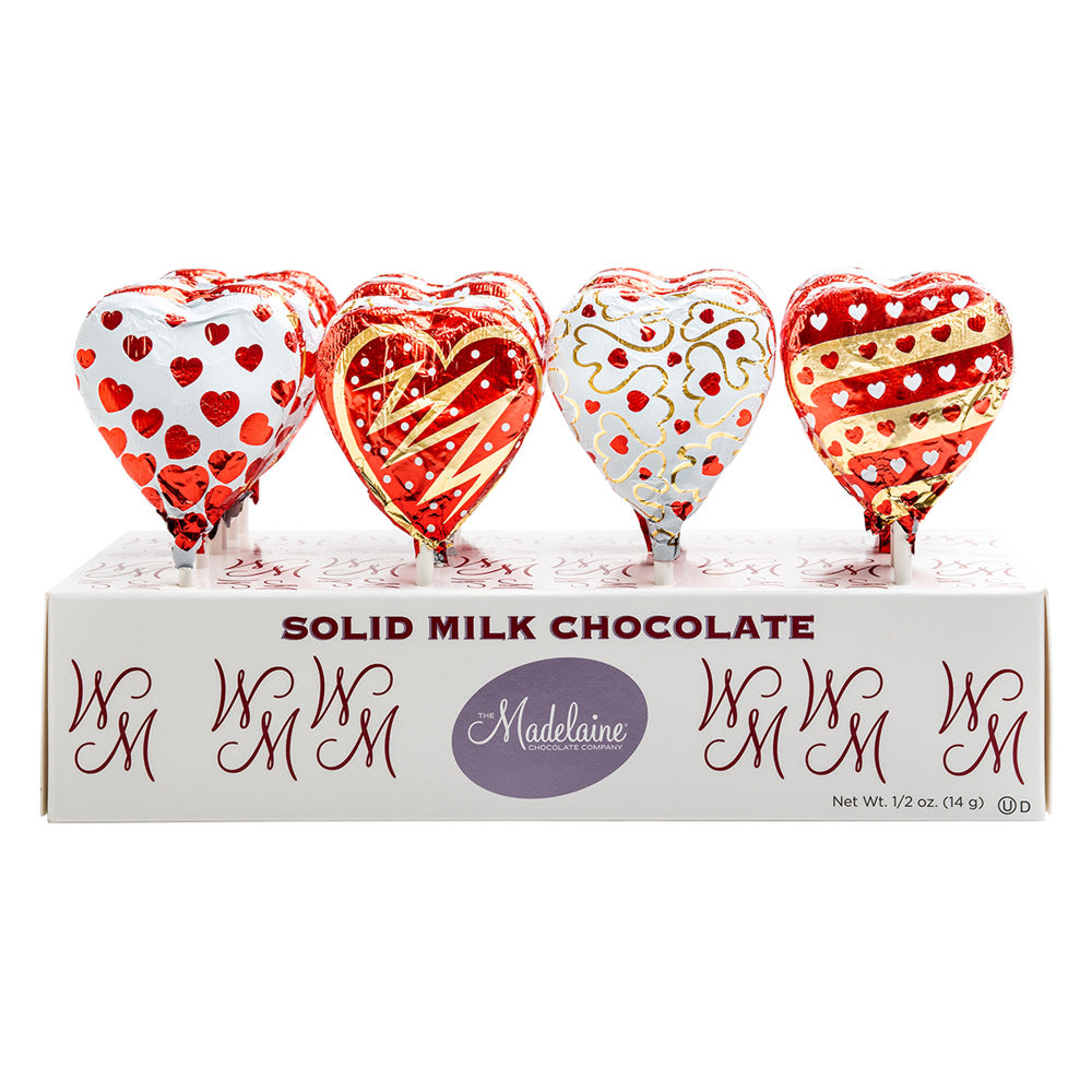 Foiled Milk Chocolate Heart Lollipops 0.5 Oz