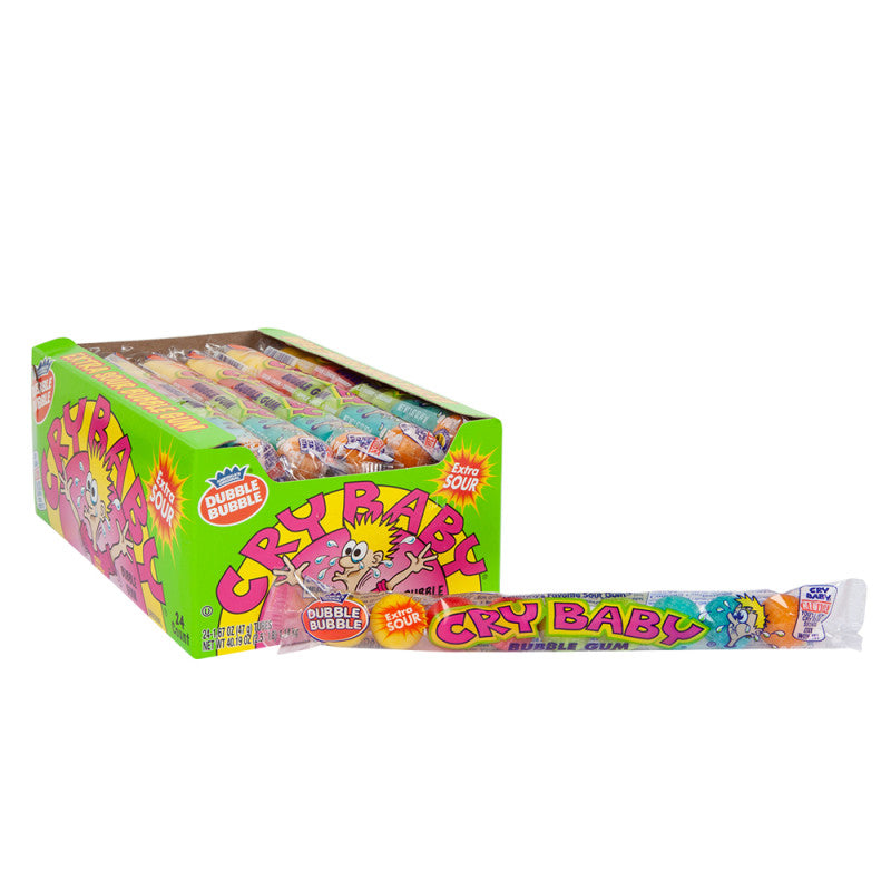 Wholesale Cry Baby Extra Sour Bubble Gum 9 Piece Tube- Bulk