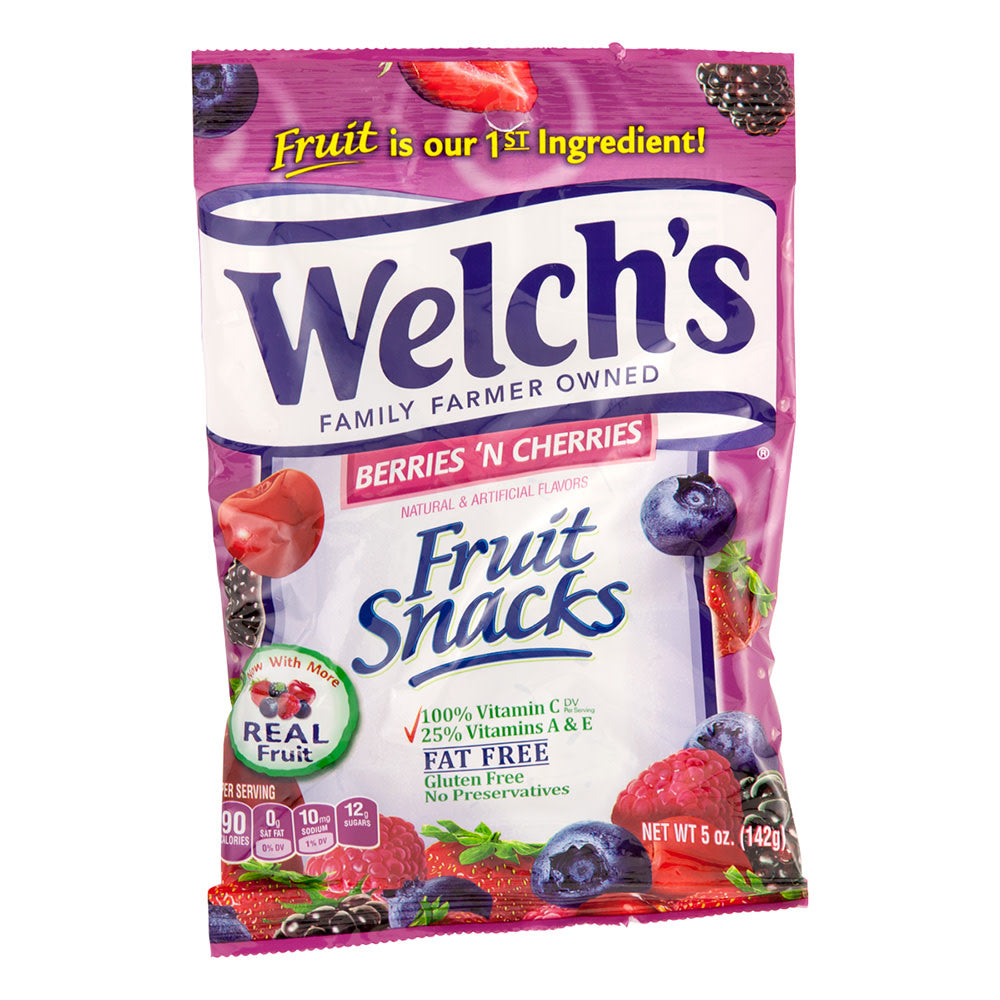 Welch'S Berries And Cherries Fruit Snacks 5 Oz Peg Bag
