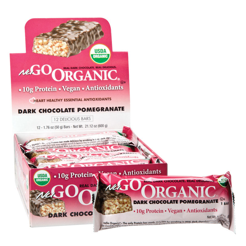 Wholesale Nugo Organic Dark Chocolate Pomegranate Protein Bar 1.76 Oz - 96ct Case Bulk