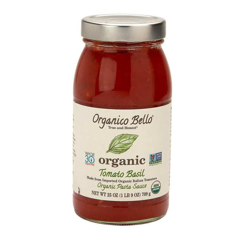 Wholesale Organico Bello Organic Tomato Basil Pasta Sauce 25 Oz Jar - 6ct Case Bulk