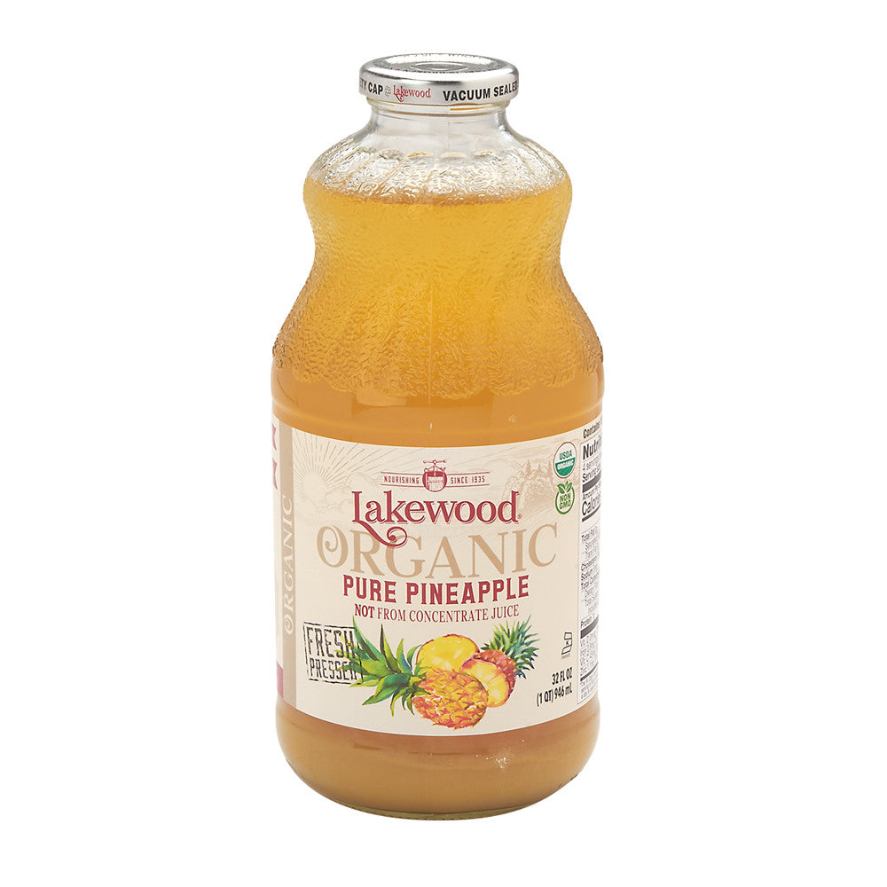 Lakewood Organic Juices Pineapple Juice 32 Oz Bottle