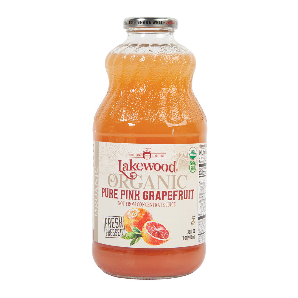 Lakewood Organic Pink Grapefruit Juice 32 Oz Bottle