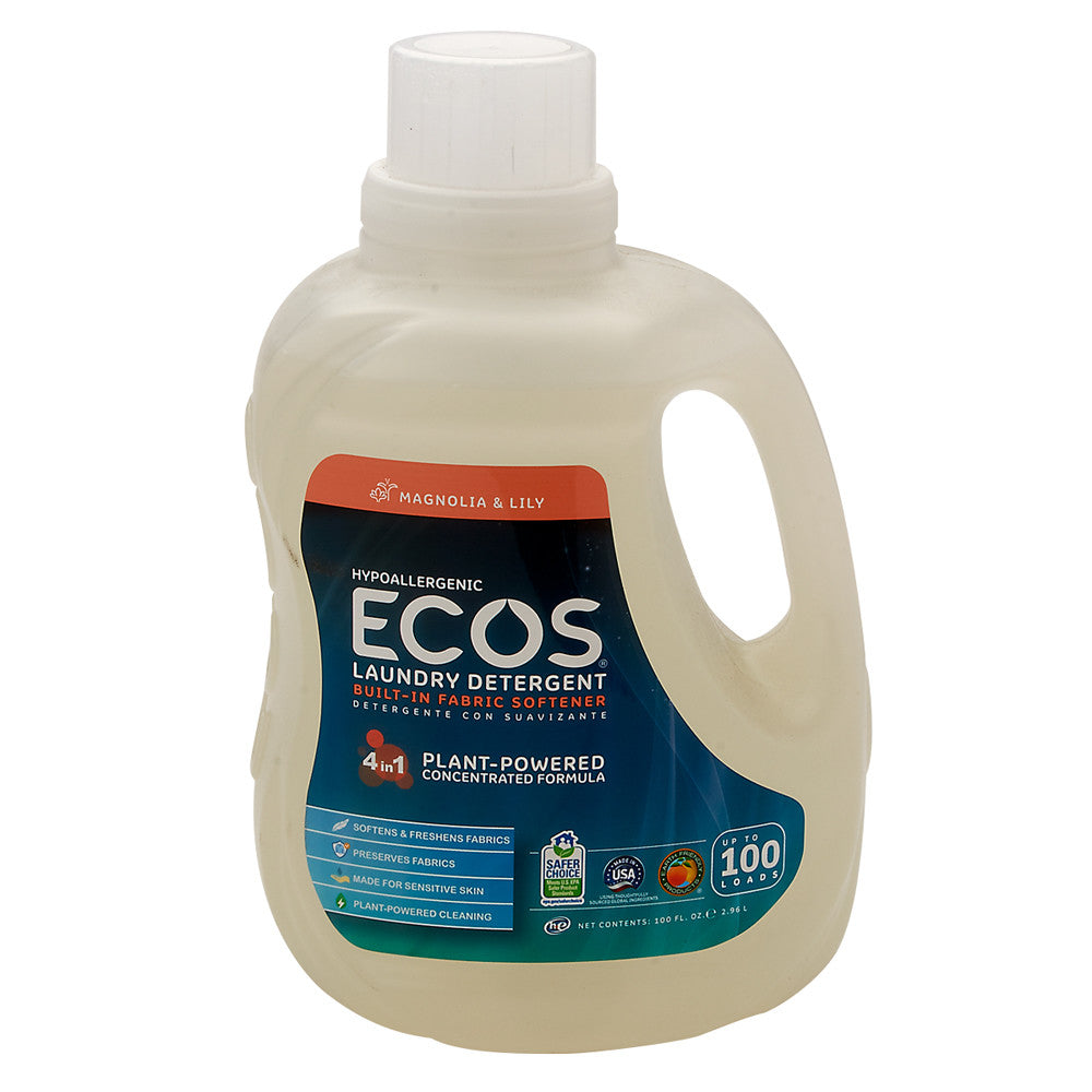 Earth Friendly Ecos Magnolia & Lily Laundry Detergent 100 Oz Bottle