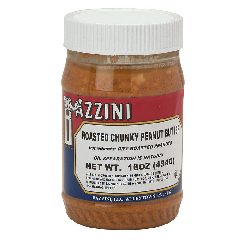 Wholesale Bazzini Roasted Chunky Peanut Butter 16 Oz Jar - 12ct Case Bulk