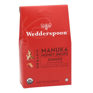 Wholesale Wedderspoon Organic Manuka Ginger Honey Drops 4 Oz Pouch 12ct Case Bulk