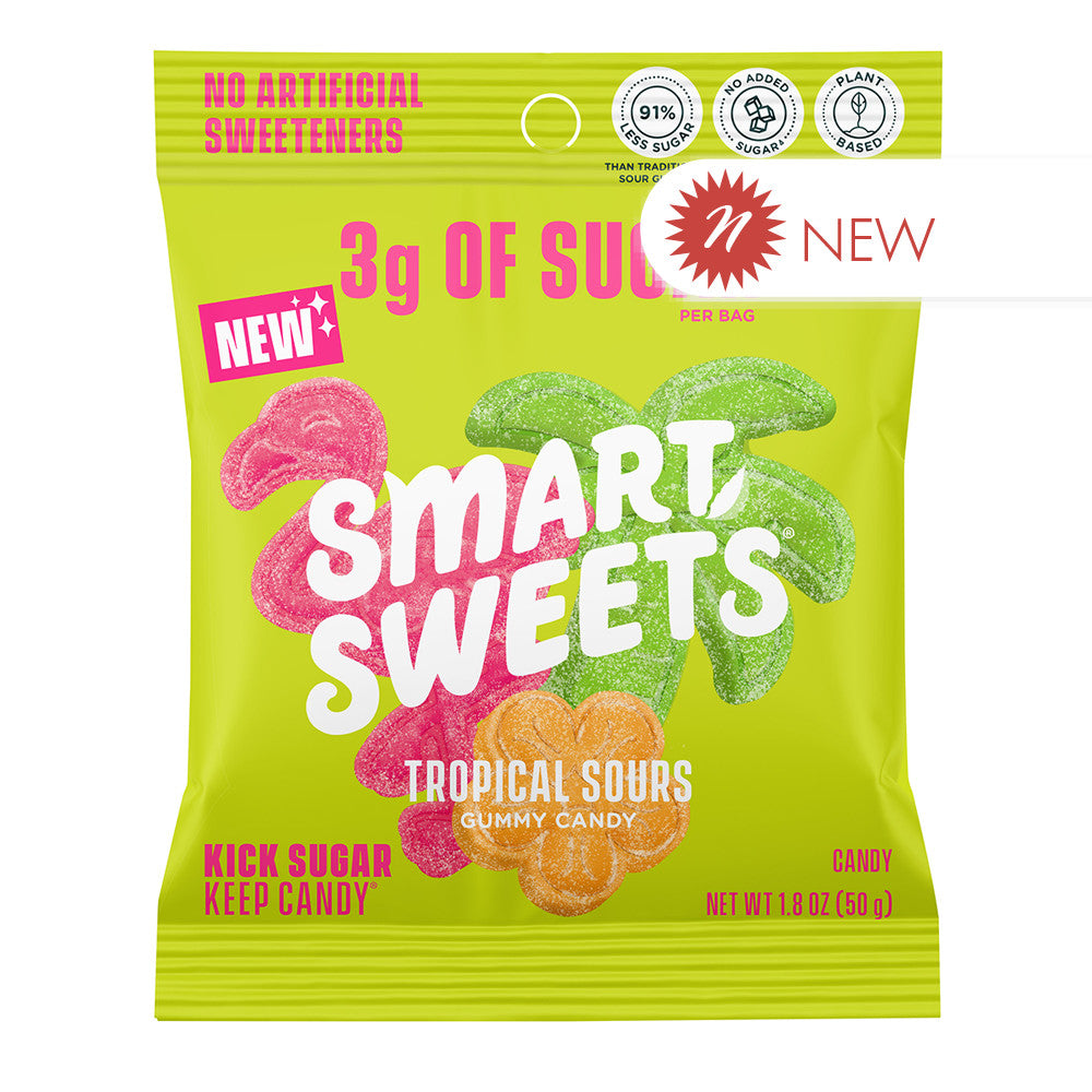 Smart Sweets Tropical Sours Gummy Candy 1.8 Oz Bag