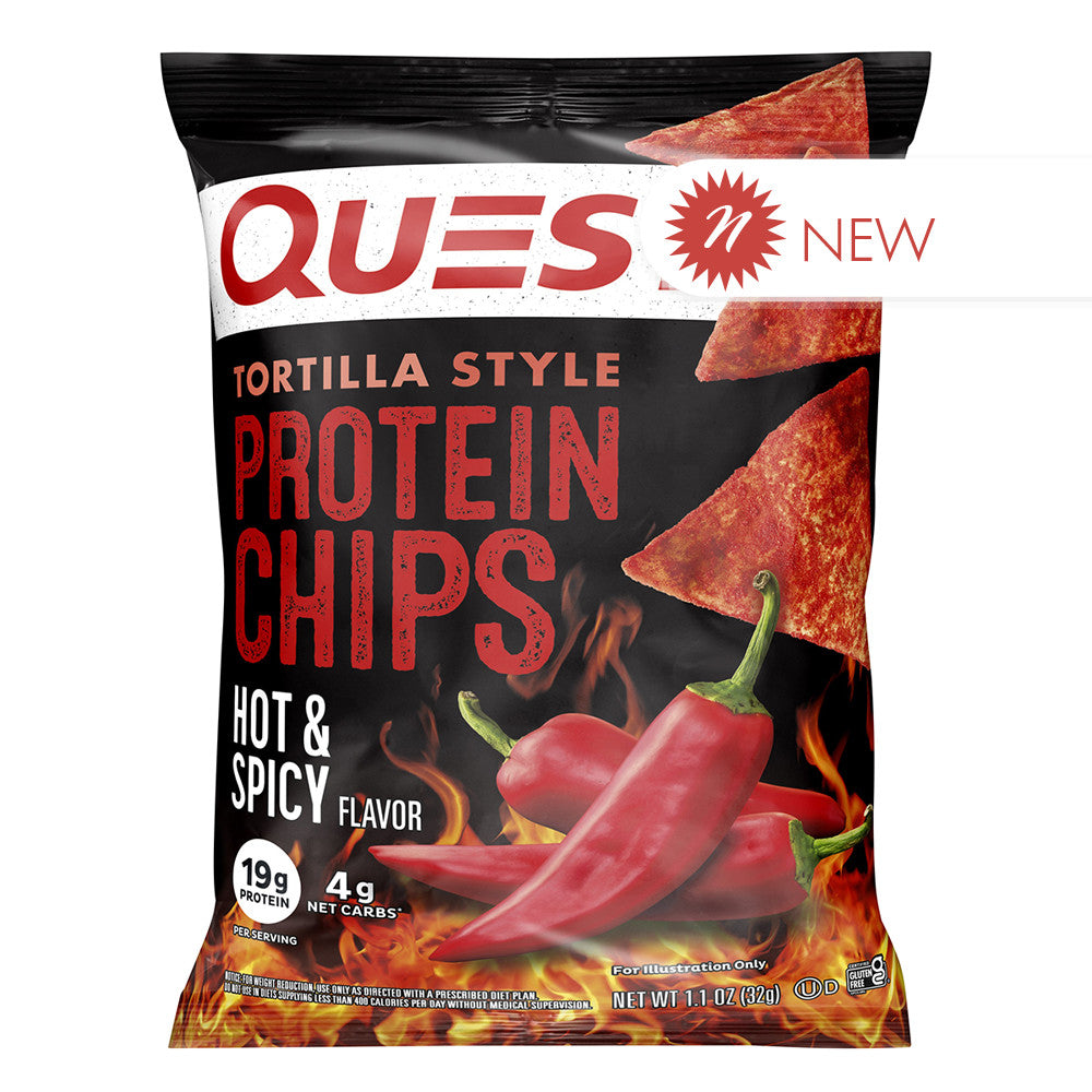Wholesale Quest Tortilla Style Protein Chips Hot & Spicy 1.1 Oz Bag- Bulk