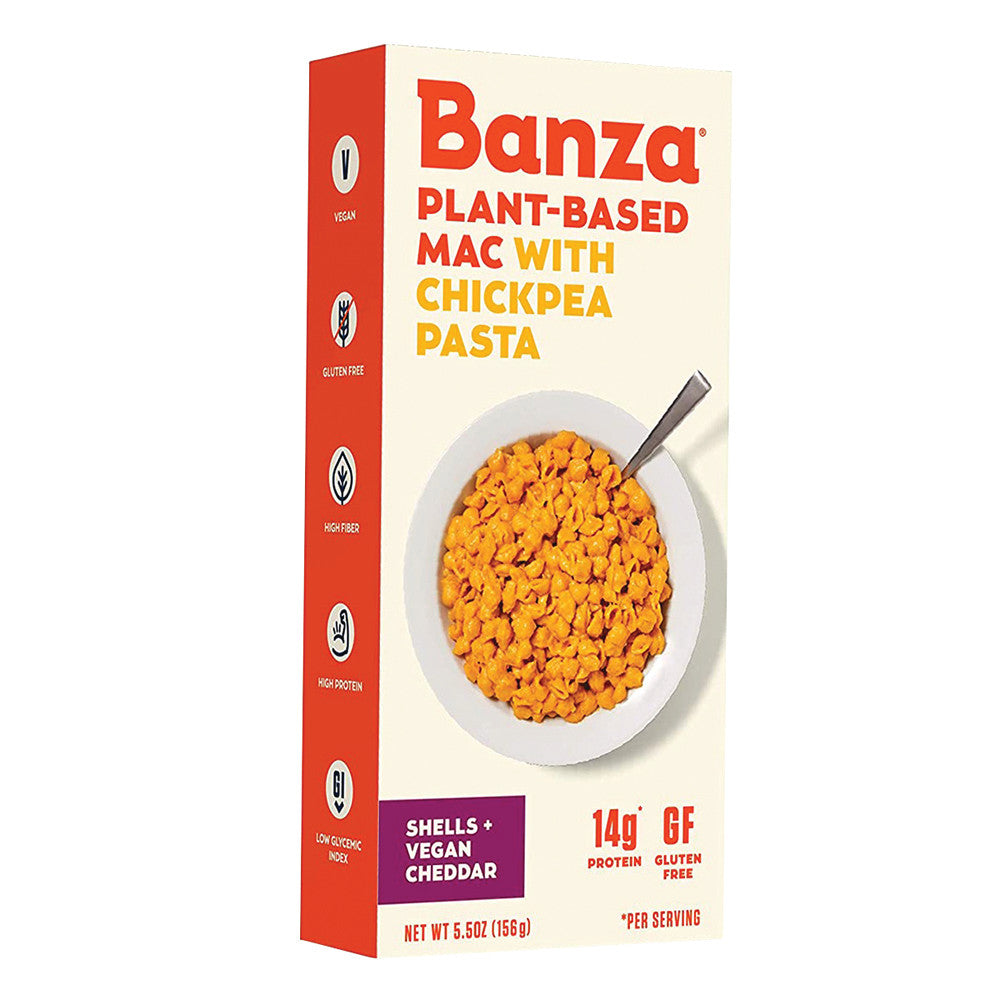 Banza Mac & Vegan Cheddar Chickpea Pasta Shells 5.5 Oz Box