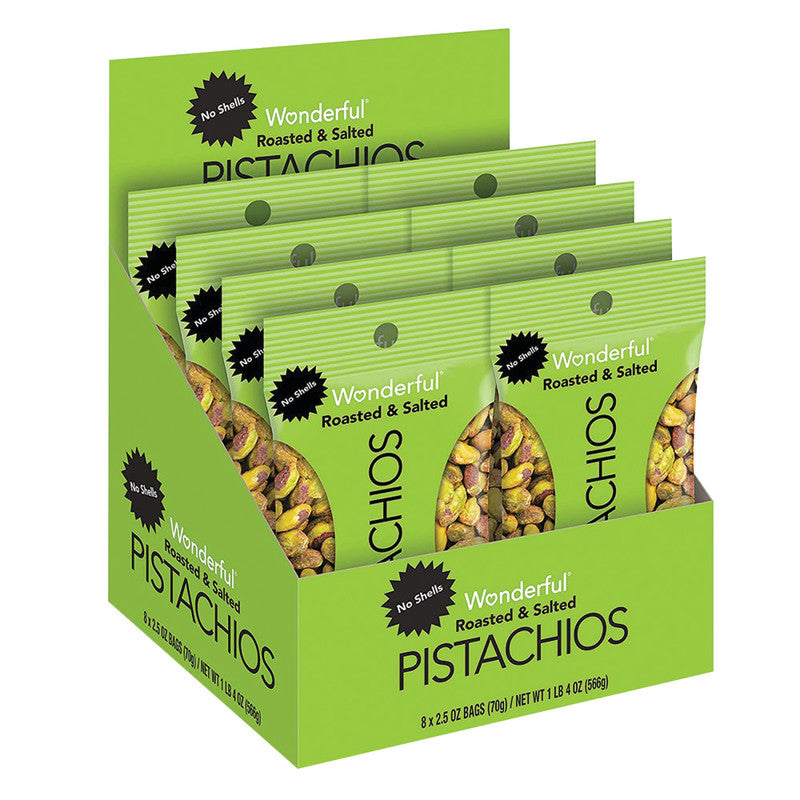 Wholesale Wonderful Roasted & Salted No Shell Pistachio 2.5 Oz Bag- Bulk