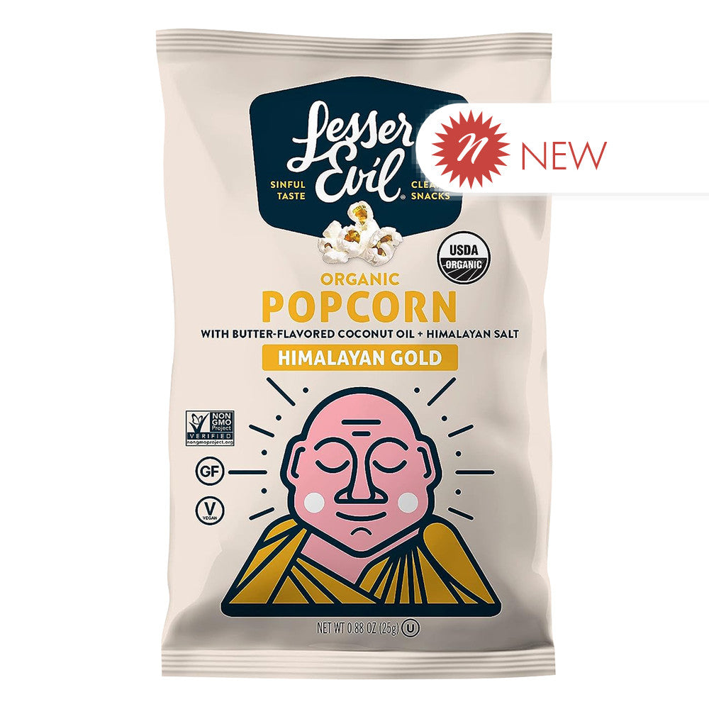 Wholesale Lesser Evil Organic Popcorn Himalayan Gold .88 Oz Bag Bulk