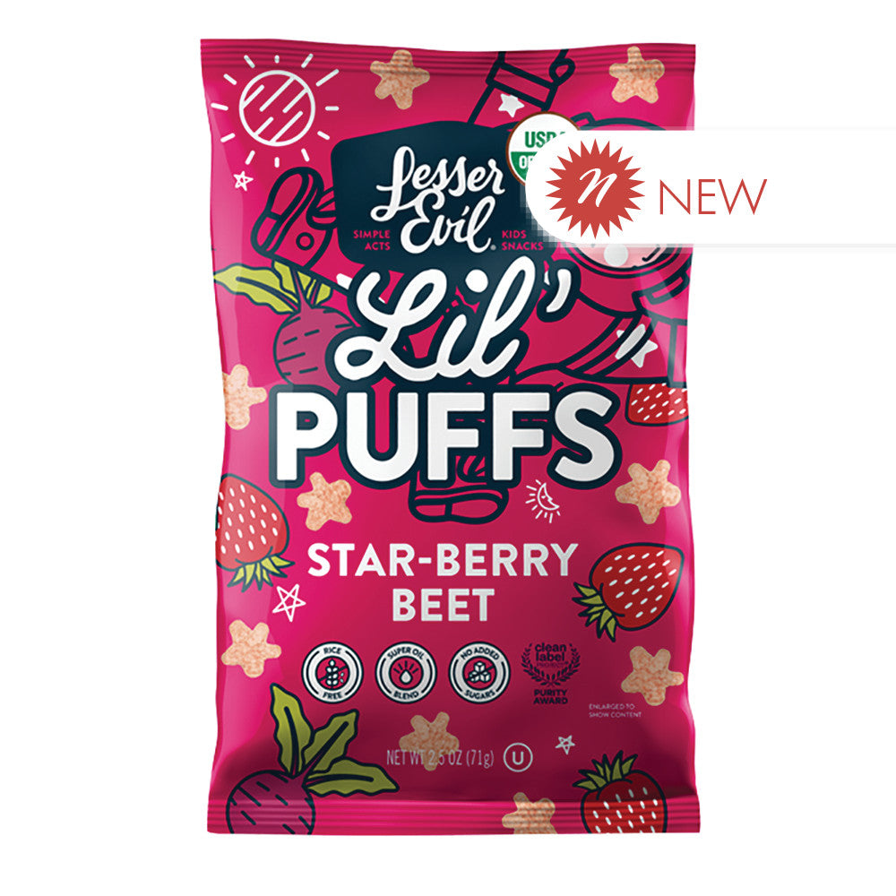 Wholesale Lesserevil Lil' Puffs Star-Berry Beet 2.5 Oz Bag Bulk