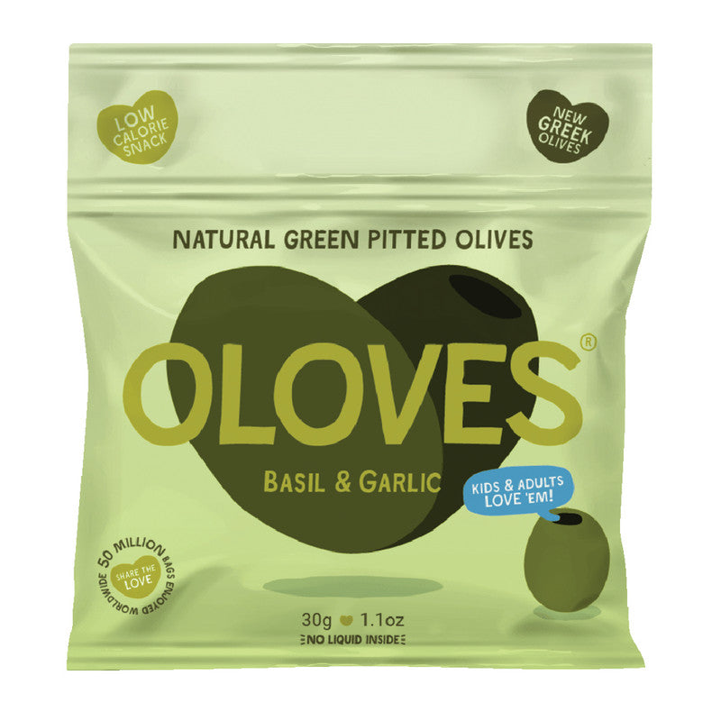 Wholesale Oloves Pitted Green Olives Basil And Garlic 1.1 Oz Bulk