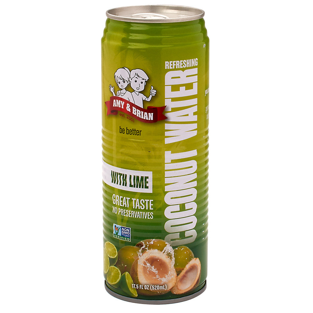 Amy & Brian'S Coconut Water With Lime 17.5 Oz Can