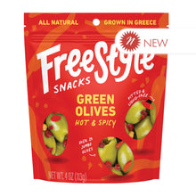 Wholesale Freestyle Snacks Hot & Spicy Green Olives 4 Oz Pouch- Bulk