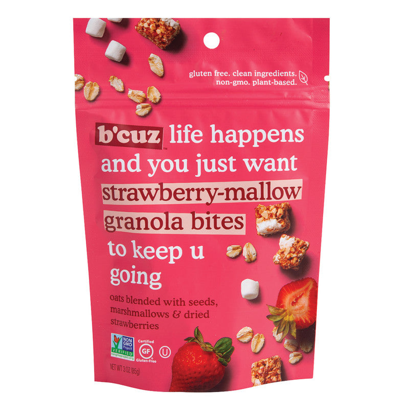 Wholesale B'Cuz Granola Bites Strawberry-Mallow 3 Oz Pouch - 12ct Case Bulk