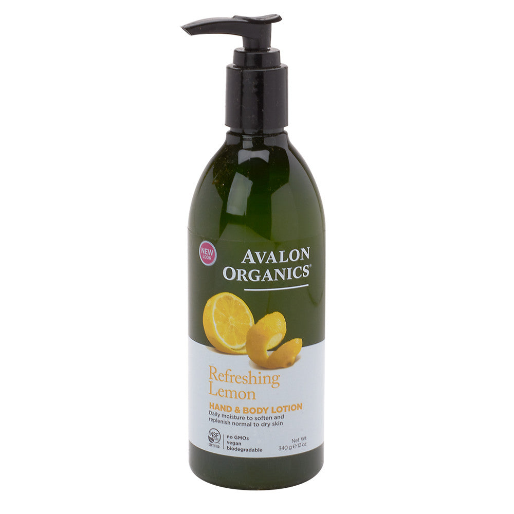 Avalon Organics Refreshing Lemon Hand & Body Lotion 12 Oz Pump Bottle