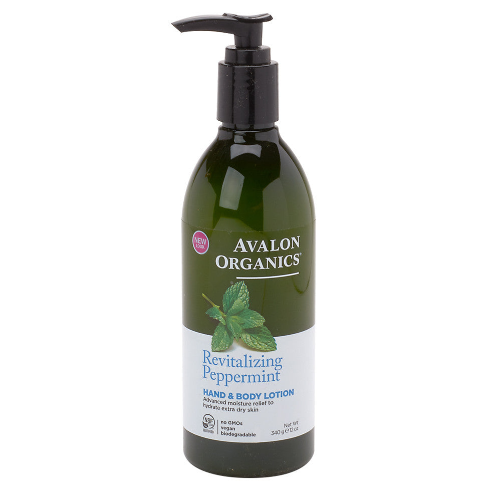 Avalon Organics Revitalizing Peppermint Hand & Body Lotion 12 Oz Pump Bottle