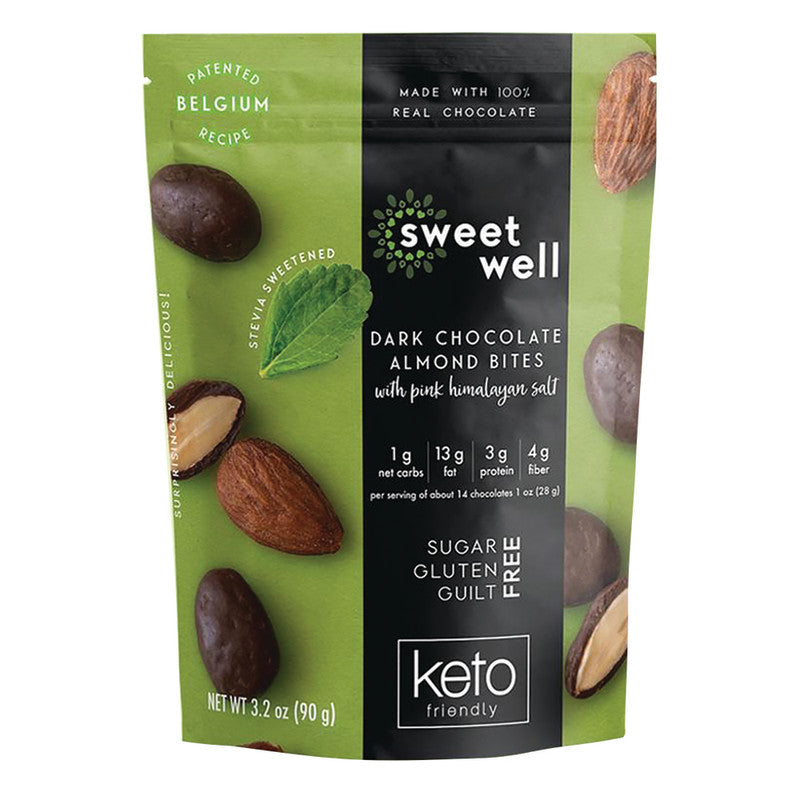 Wholesale Sweetwell Dark Chocolate Almond Keto Bites 3.2 Oz Pouch Bulk
