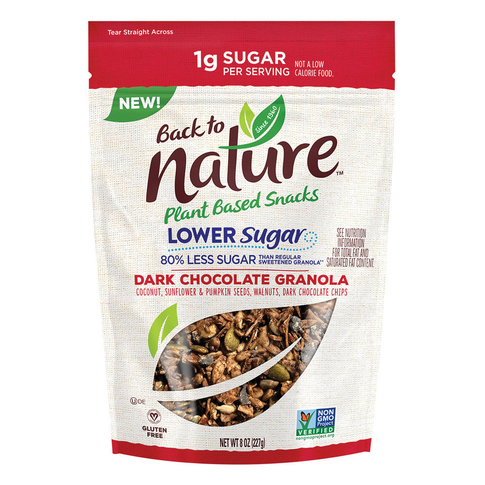 Wholesale Back To Nature Lower Sugar Dark Chocolate Granola 8 Oz Bag Bulk