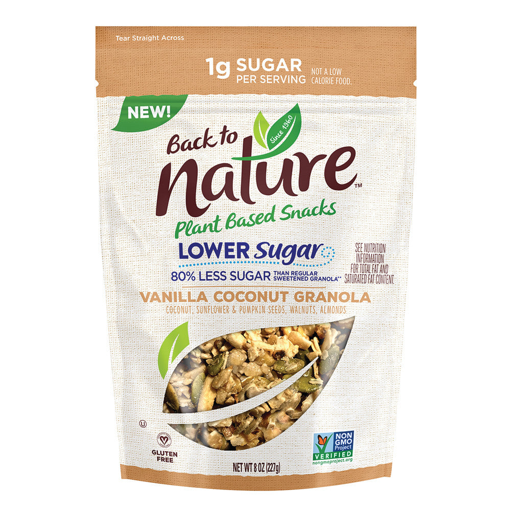 Wholesale Back To Nature Lower Sugar Vanilla Coconut Granola 8 Oz Bag Bulk