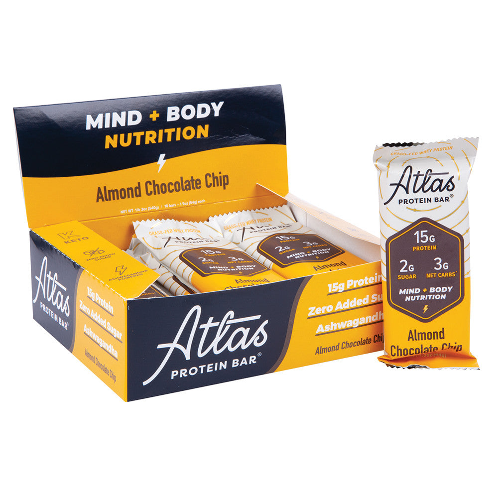 Wholesale Atlas Protein Bar Almond Chocolate Chip 1.9 Oz Bulk
