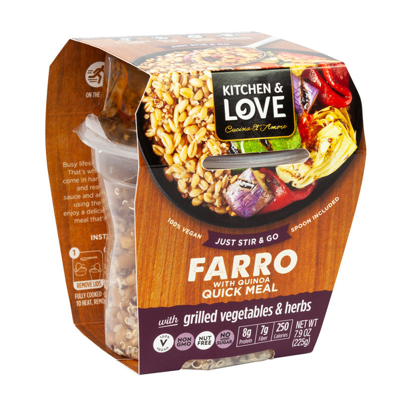 Wholesale Kitchen & Love Ready To Eat Farro Grilled Vegetables & Herbs 7.9 Oz - 6ct Case Bulk