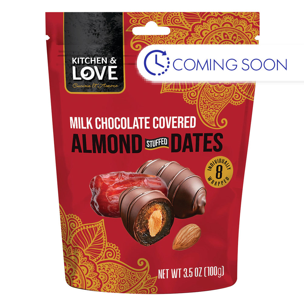 Wholesale Kitchen & Love Milk Chocolate Almond Stuffed Dates 3.5 Oz Bag Bulk