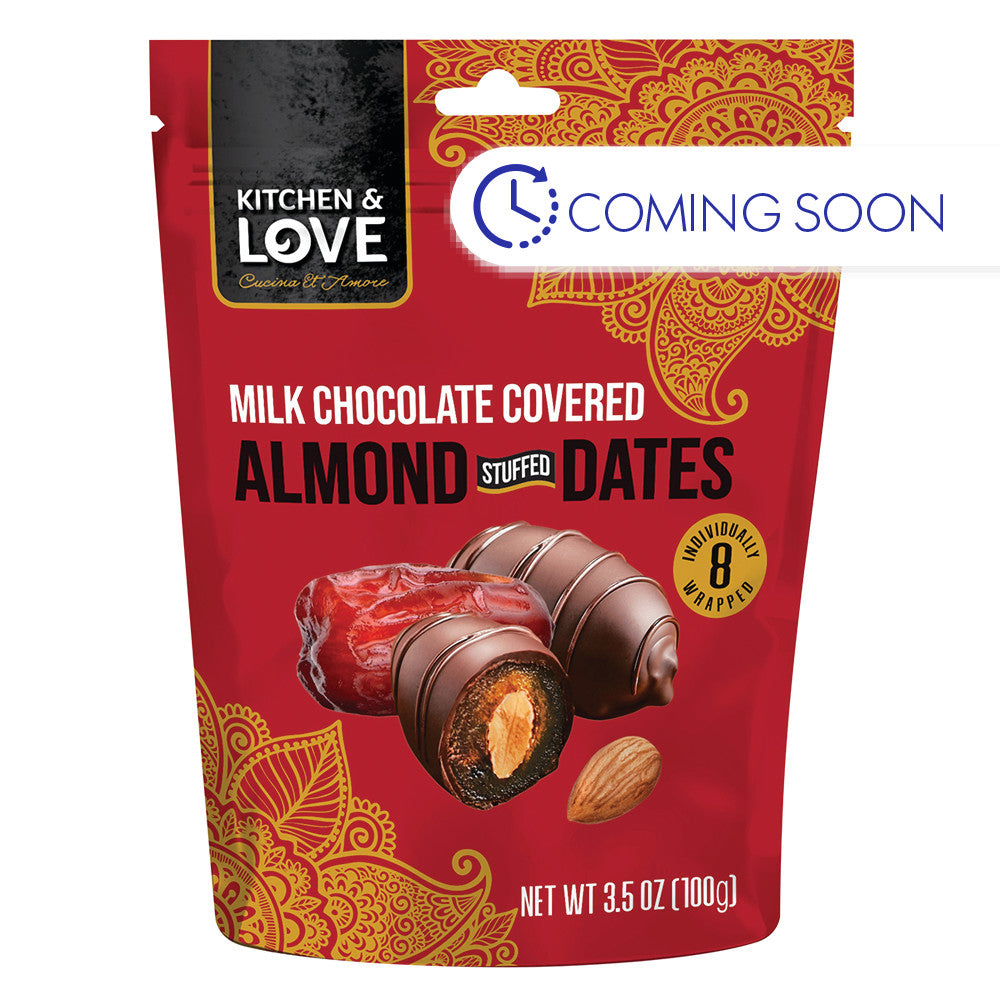 Wholesale Kitchen & Love Milk Chocolate Almond Stuffed Dates 3.5 Oz Bag- Bulk