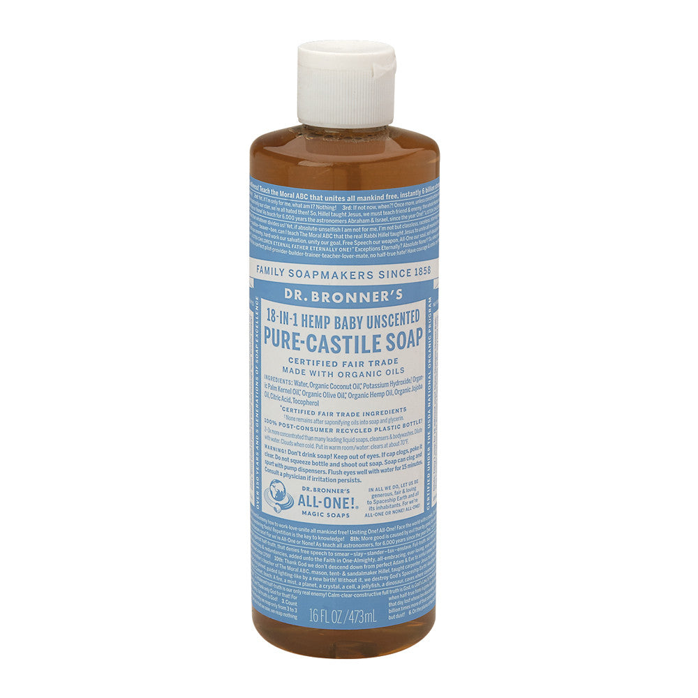 Dr. Bronner'S Unscented Baby Soap 16 Oz Bottle