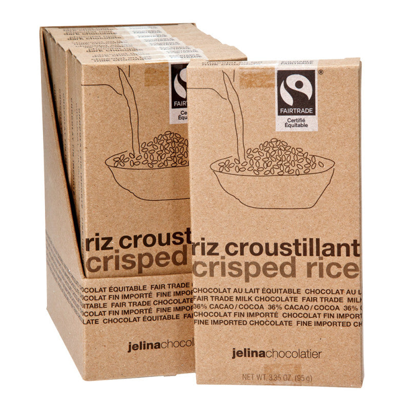 Wholesale Jelina Crisped Rice 36% Milk Chocolate 3.35 Oz Bar Bulk