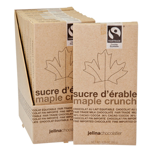 Wholesale Jelina Maple Crunch 36% Milk Chocolate 3.35 Oz Bar- Bulk