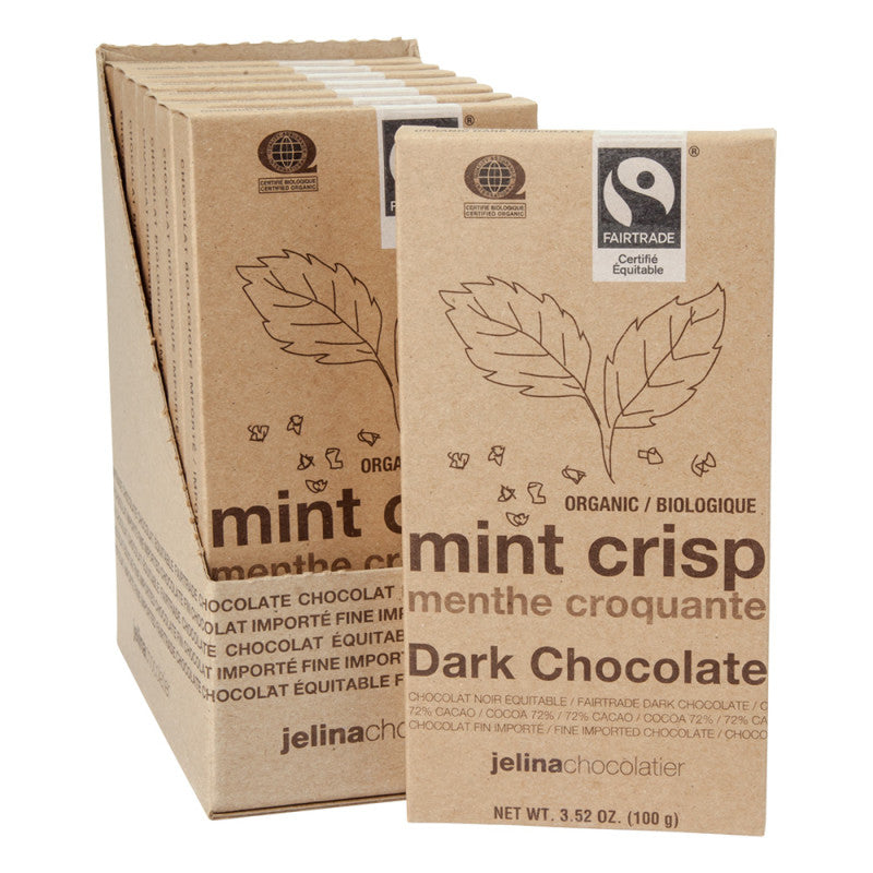 Wholesale Jelina Mint Crisp 72% Dark Chocolate 3.52 Oz Bar Bulk