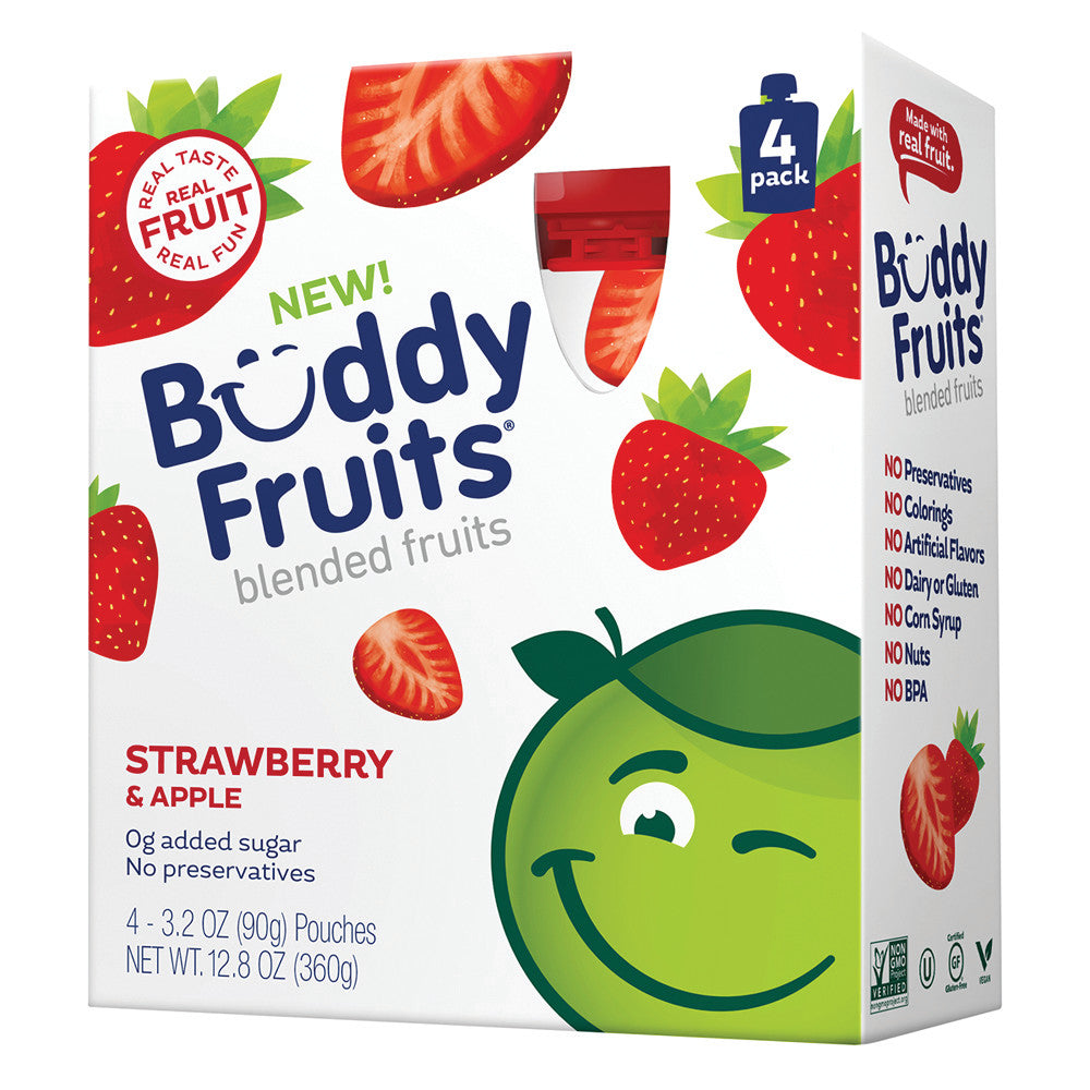 Wholesale Buddy Fruits Strawberry Fruit Pouch 12.8 Oz Box- Bulk