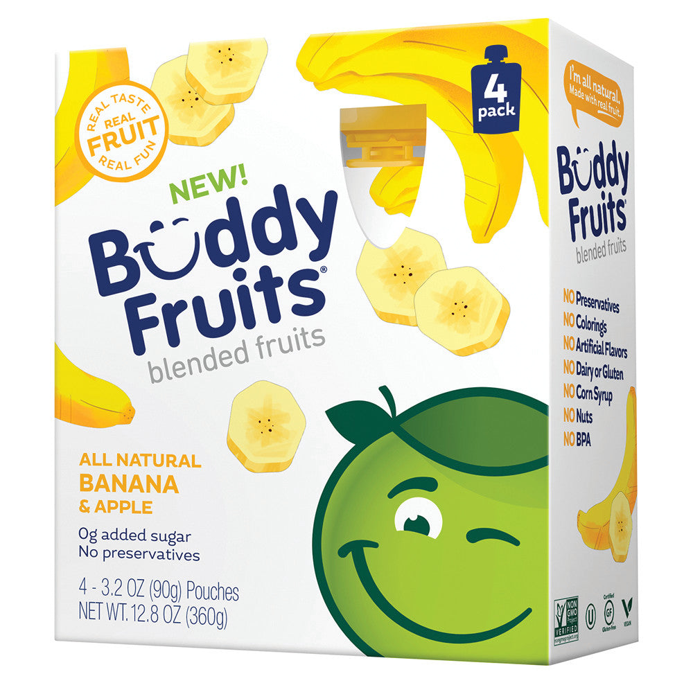 Wholesale Buddy Fruits Banana & Apple Fruit Pouch 12.8 Oz Box-6ct Case Bulk