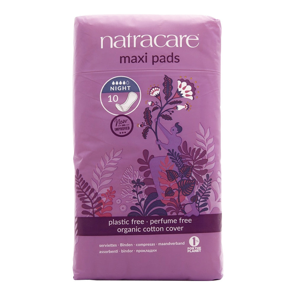 Natracare Night Time Maxi Pads 10 Ct Pack