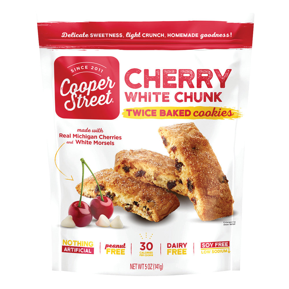 Wholesale Cooper Street Cherry White Chunk Twice Baked Cookies 5 Oz Pouch Bulk