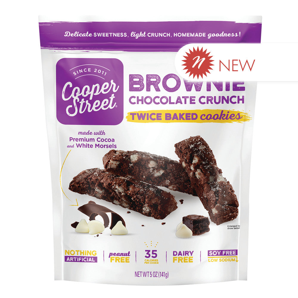 Wholesale Cooper Street Brownie Chocolate Crunch Twice Baked Cookies 5 Oz Pouch Bulk
