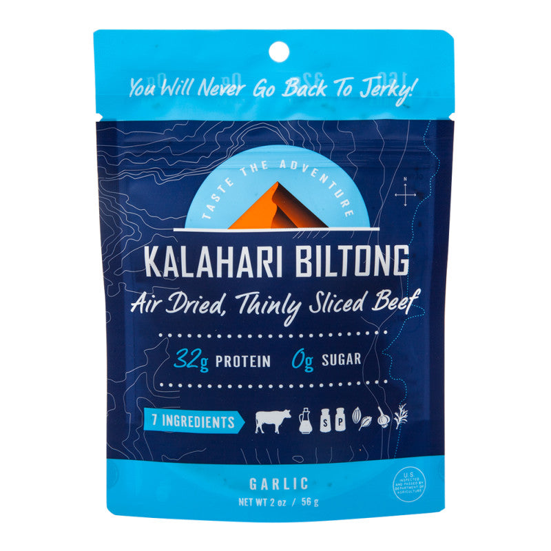 Wholesale Kalahari Biltong Garlic Beef 2 Oz Pouch - 8ct Case Bulk