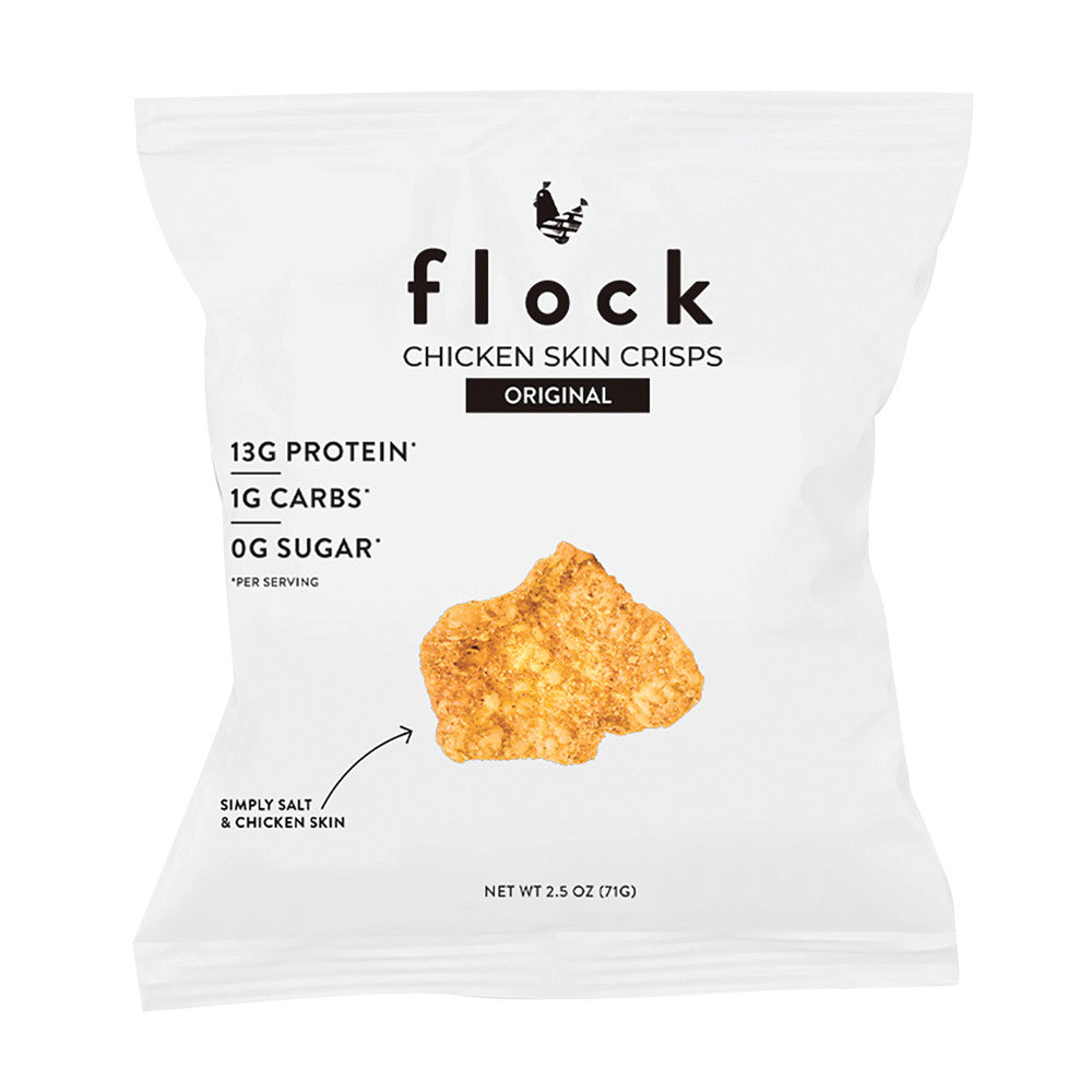 Wholesale Flock Chicken Skin Crisps Original 2.5 Oz Bag Bulk