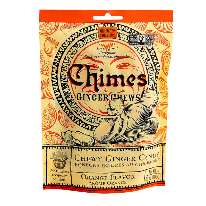 Wholesale Chimes Orange Ginger Chews 3.5 Oz Peg Bag- Bulk