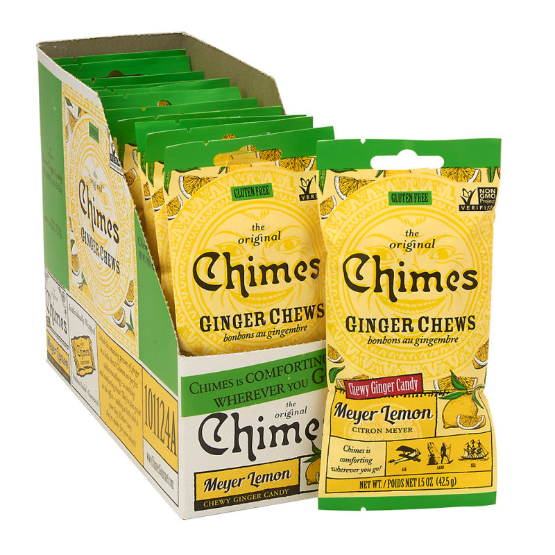 Wholesale Chimes Meyer Lemon Ginger Chews Convenience Pack 1.5 Oz Peg Bag Bulk