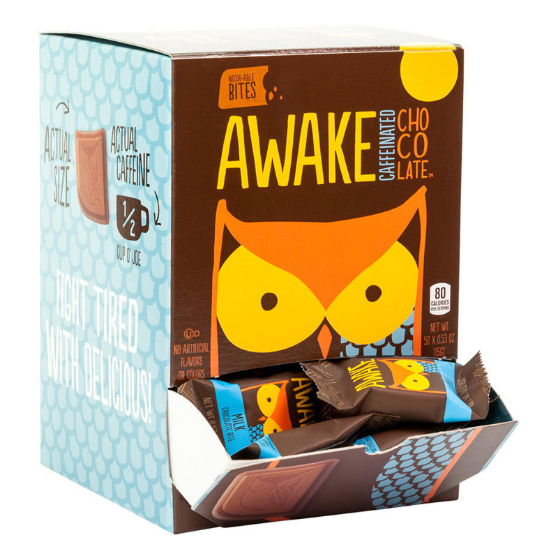 Wholesale Awake Bites Caffeinated Milk Chocolate 0.53 Oz Bulk