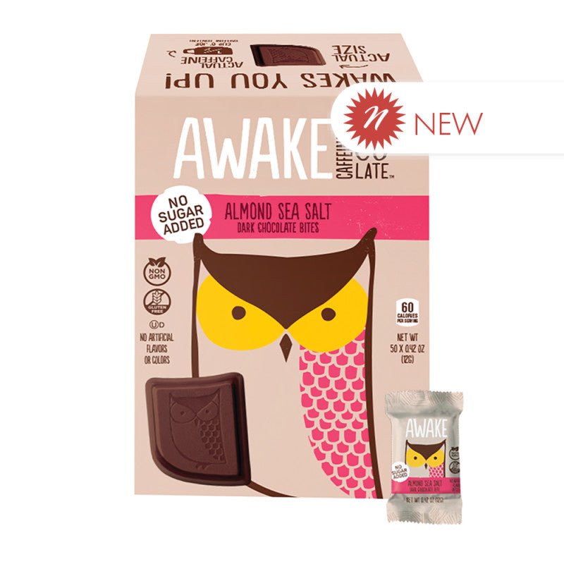 Wholesale Awake Bites Dark Almond Sea Salt 0.42 Oz Changemaker Box Bulk